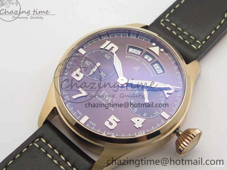 MIROTIME 0125 Popular Big Pilot Real PR IW502706 RG YLF 1:1 Best Edition Brown Dial On Calfskin Strap A 7223